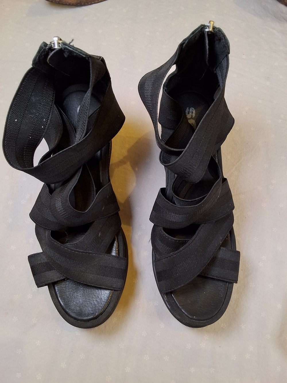 Sorel Black Strappy Wedge Sandals